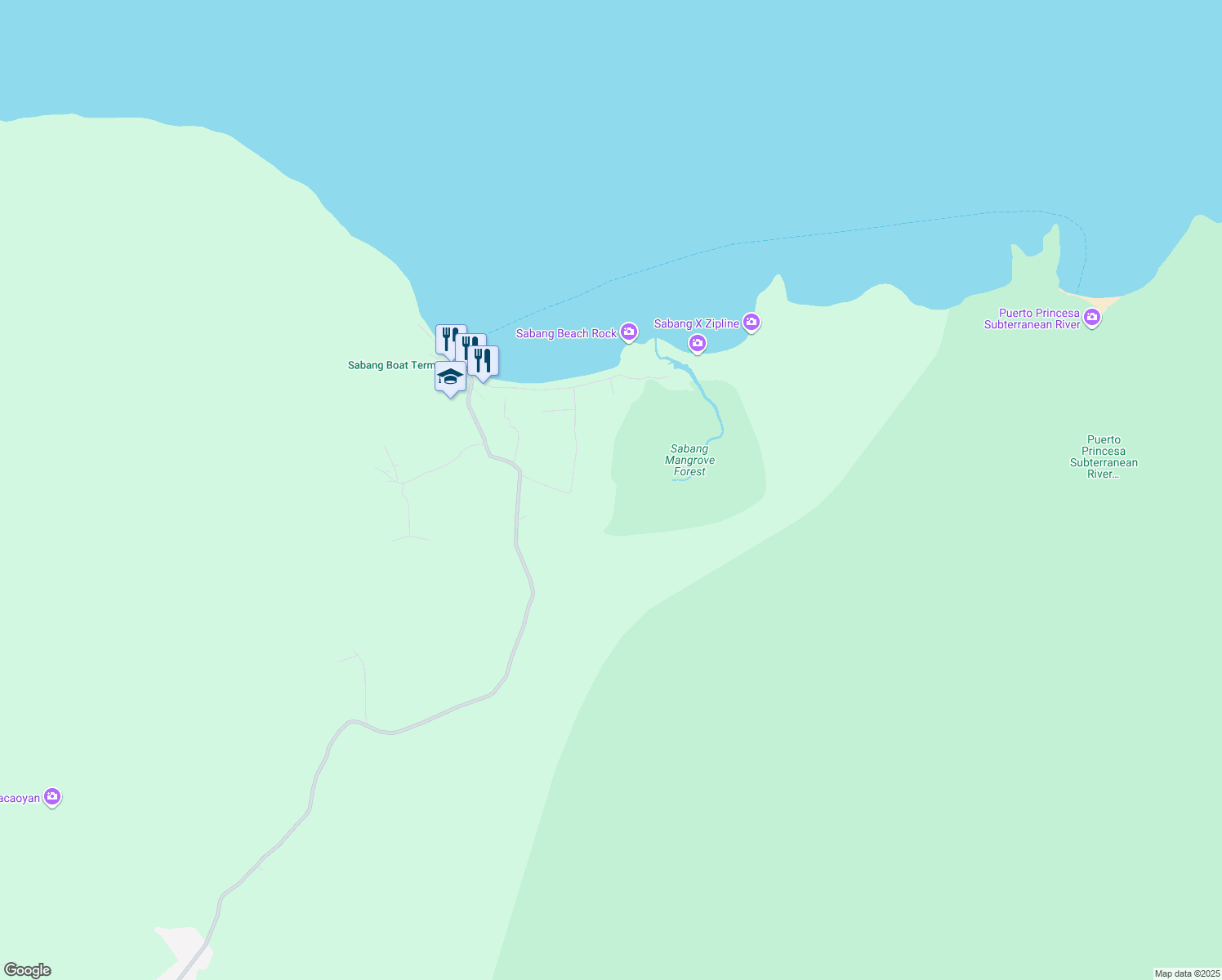 map of restaurants, bars, coffee shops, grocery stores, and more near in Puerto Princesa