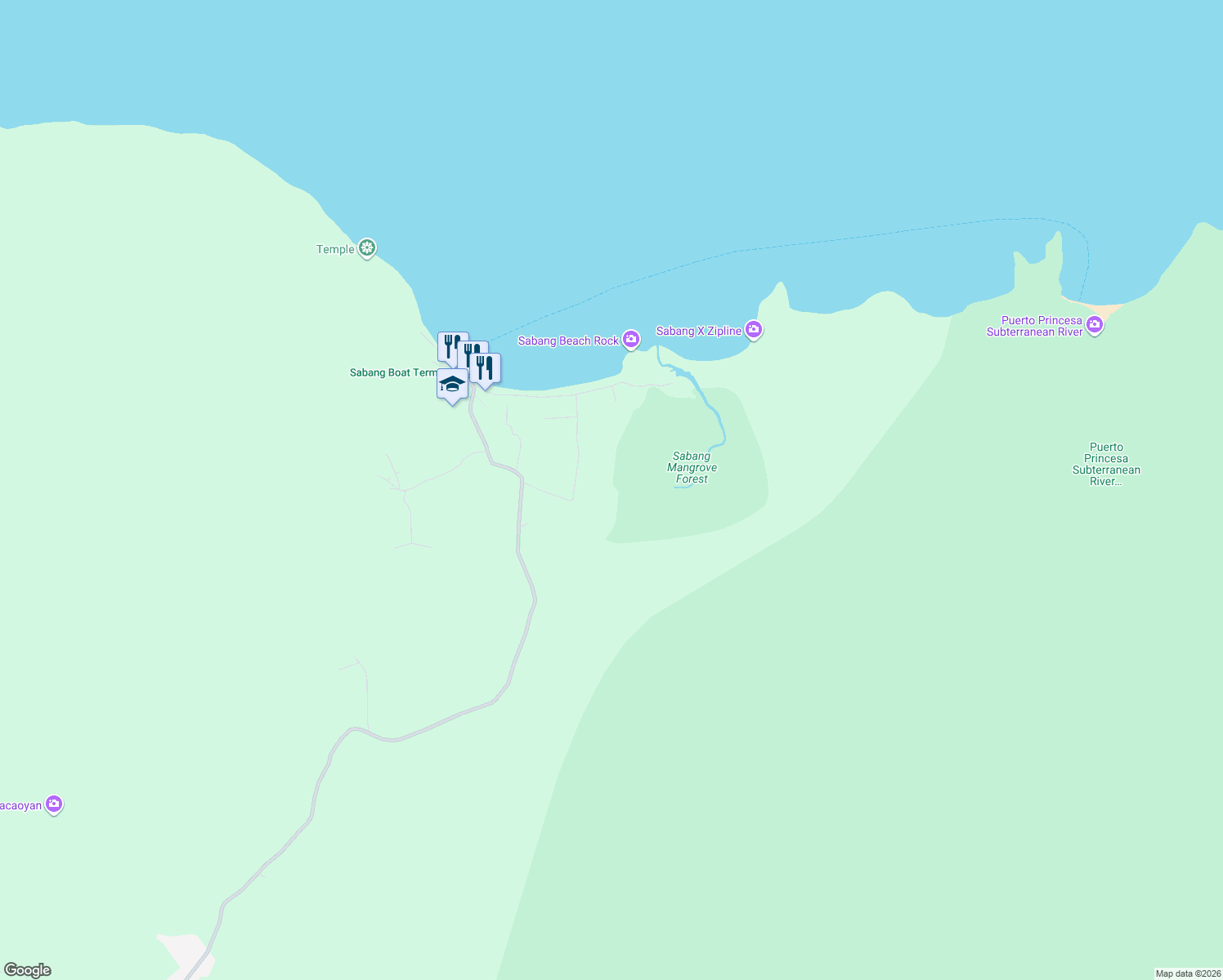 map of restaurants, bars, coffee shops, grocery stores, and more near in Puerto Princesa