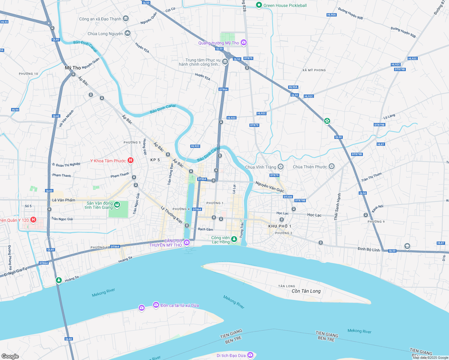 map of restaurants, bars, coffee shops, grocery stores, and more near 24 Huỳnh Tịnh Của in tp. Mỹ Tho
