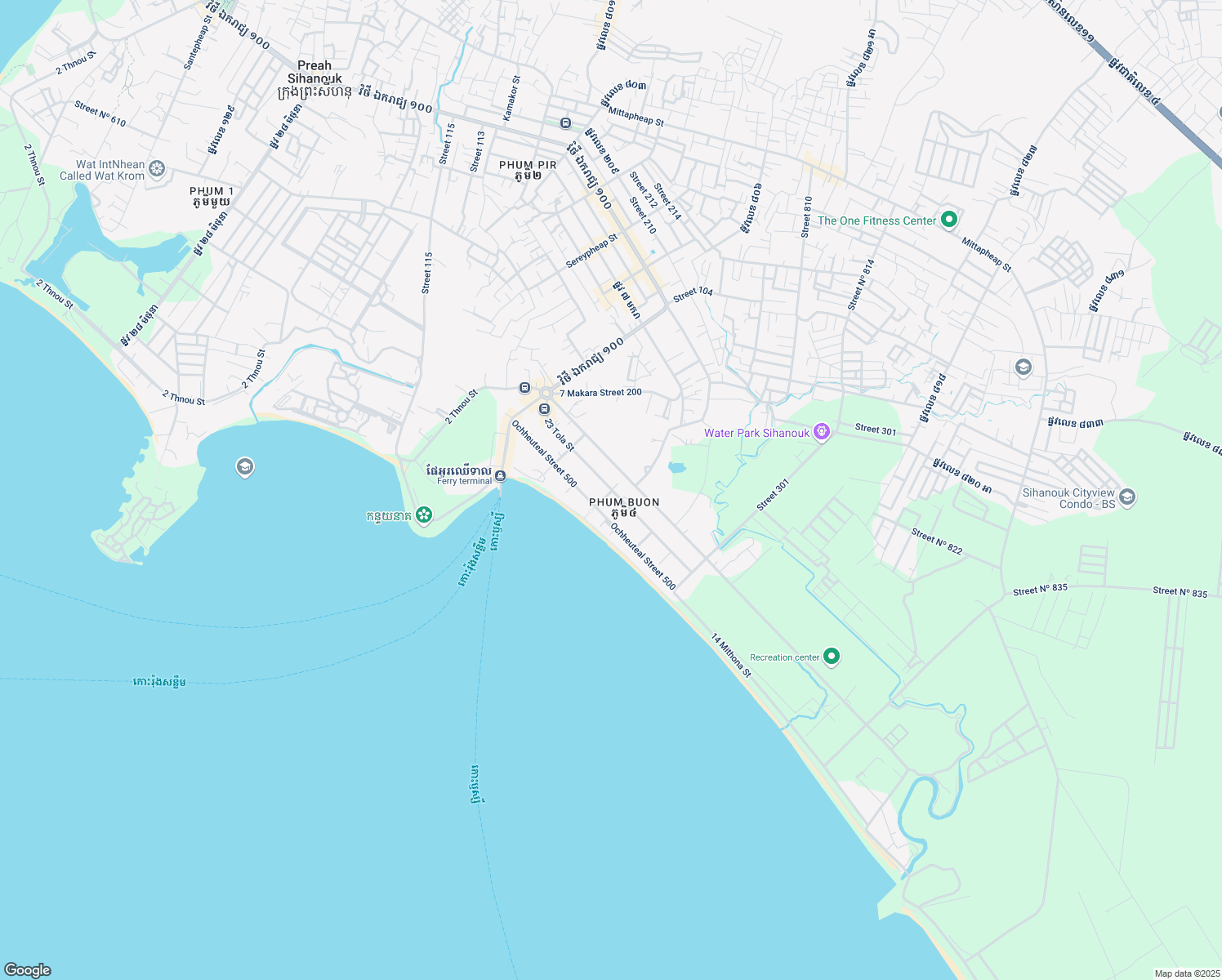 map of restaurants, bars, coffee shops, grocery stores, and more near 23 Tola Street in Sihanoukville