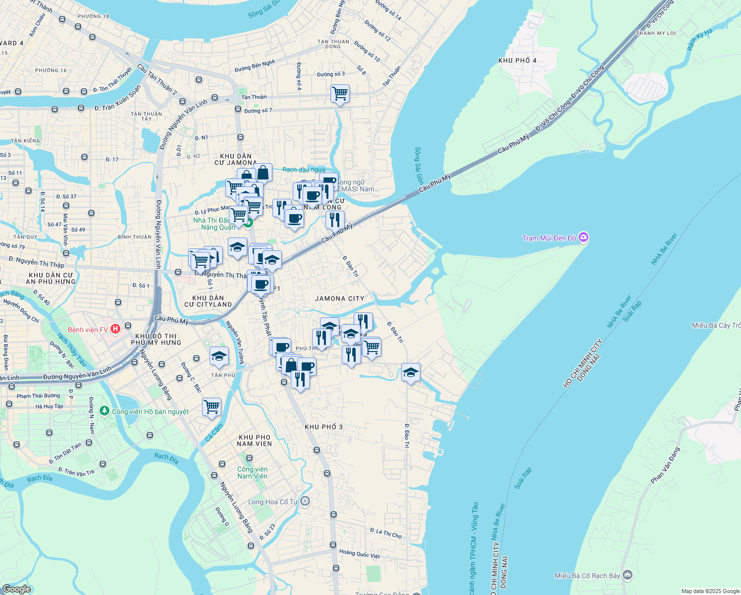 map of restaurants, bars, coffee shops, grocery stores, and more near 772 Đường Đào Trí in Quận 7