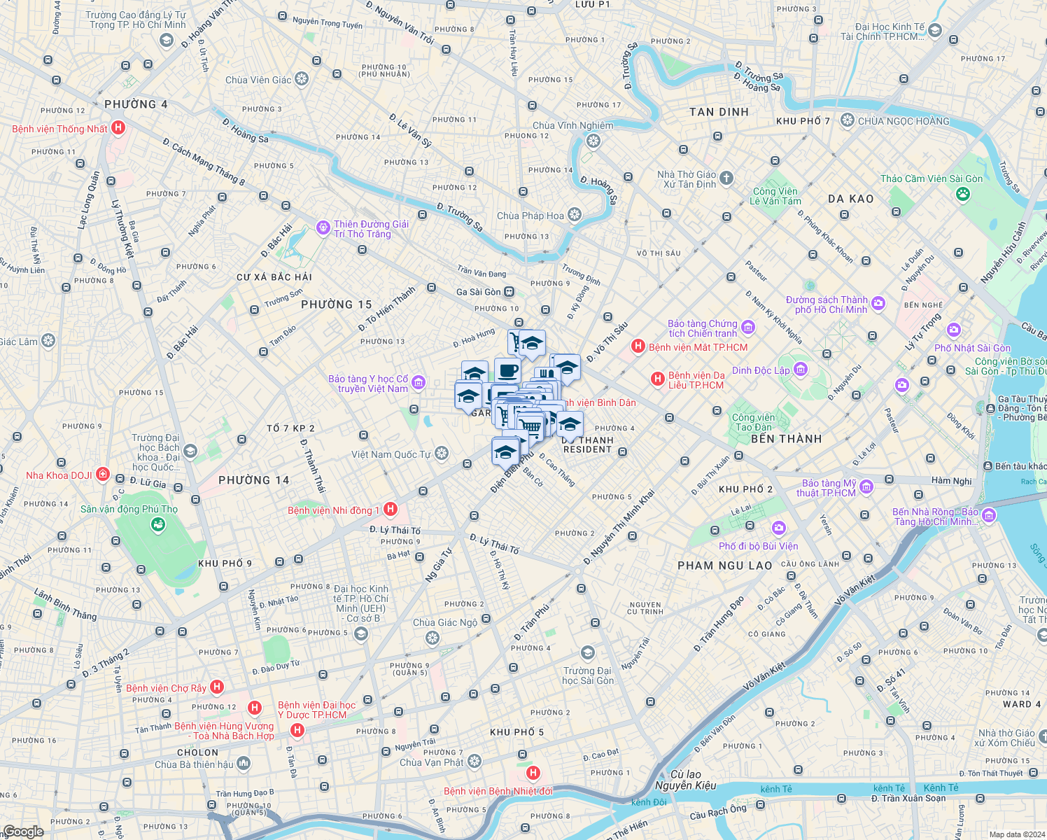map of restaurants, bars, coffee shops, grocery stores, and more near 200 Đường 3/2 in Quận 10
