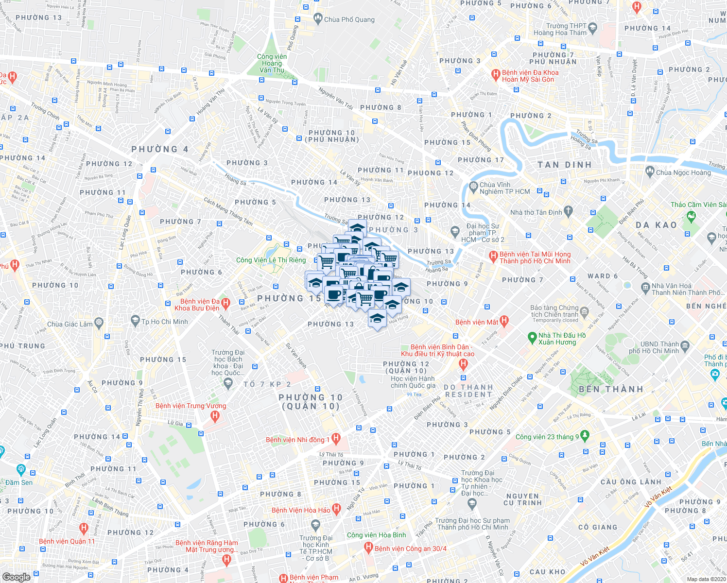 map of restaurants, bars, coffee shops, grocery stores, and more near 499/20A Cách Mạng Tháng Tám in Quận 10