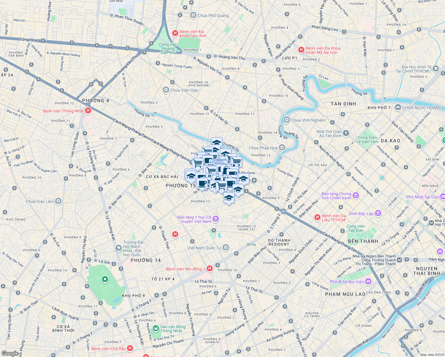 map of restaurants, bars, coffee shops, grocery stores, and more near 499/20A Cách Mạng Tháng Tám in Quận 10