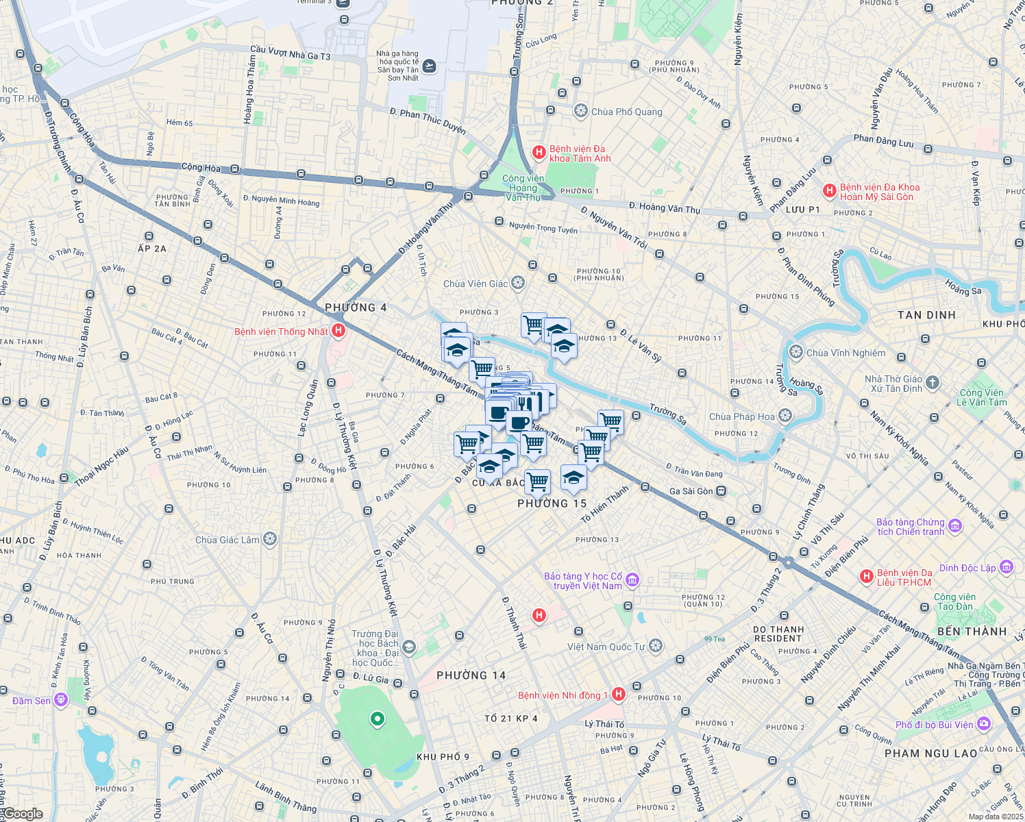 map of restaurants, bars, coffee shops, grocery stores, and more near 358/2TER Cách Mạng Tháng Tám in Quận 3