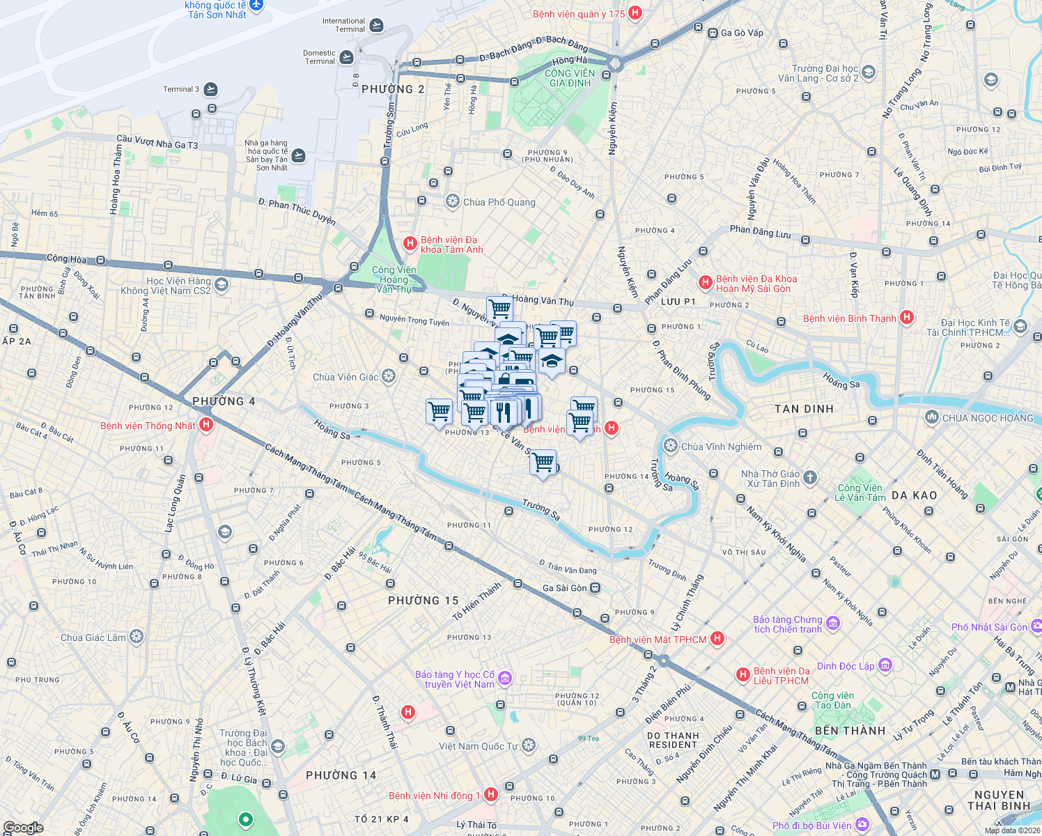 map of restaurants, bars, coffee shops, grocery stores, and more near 11 Trần Hữu Trang in Ho Chi Minh City