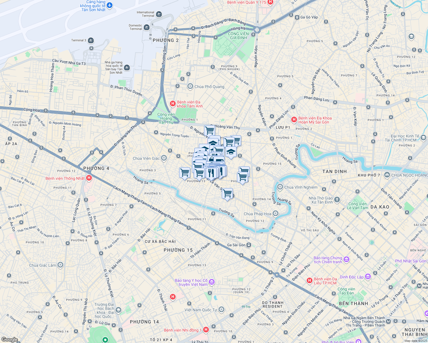 map of restaurants, bars, coffee shops, grocery stores, and more near in Ho Chi Minh City