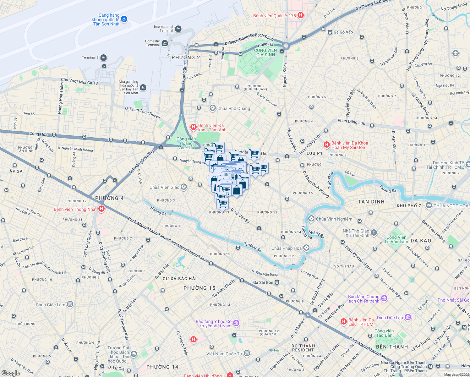 map of restaurants, bars, coffee shops, grocery stores, and more near 24/4 Trương Quốc Dung in Phú Nhuận