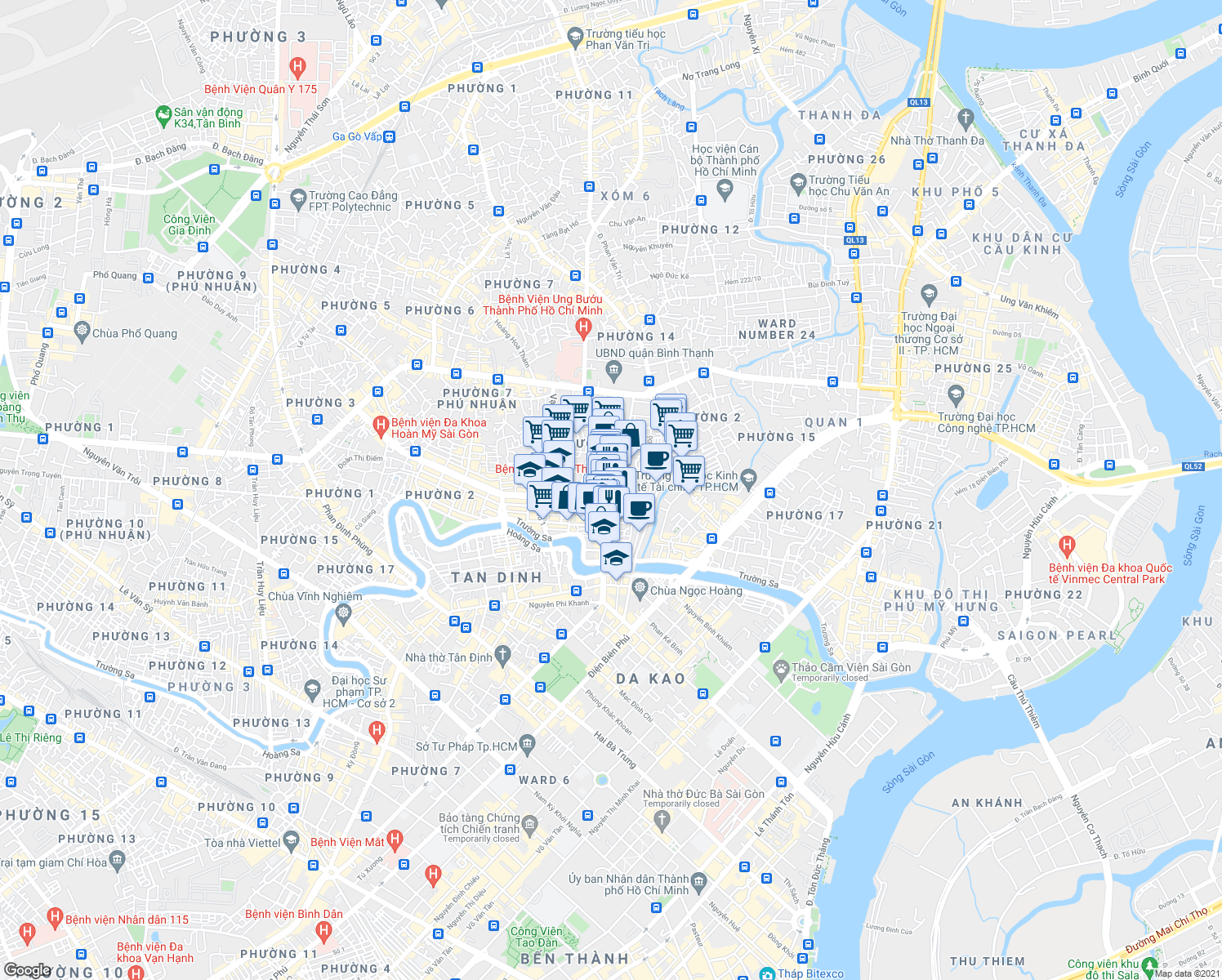 map of restaurants, bars, coffee shops, grocery stores, and more near 124/6 Lê Văn Duyệt in Bình Thạnh