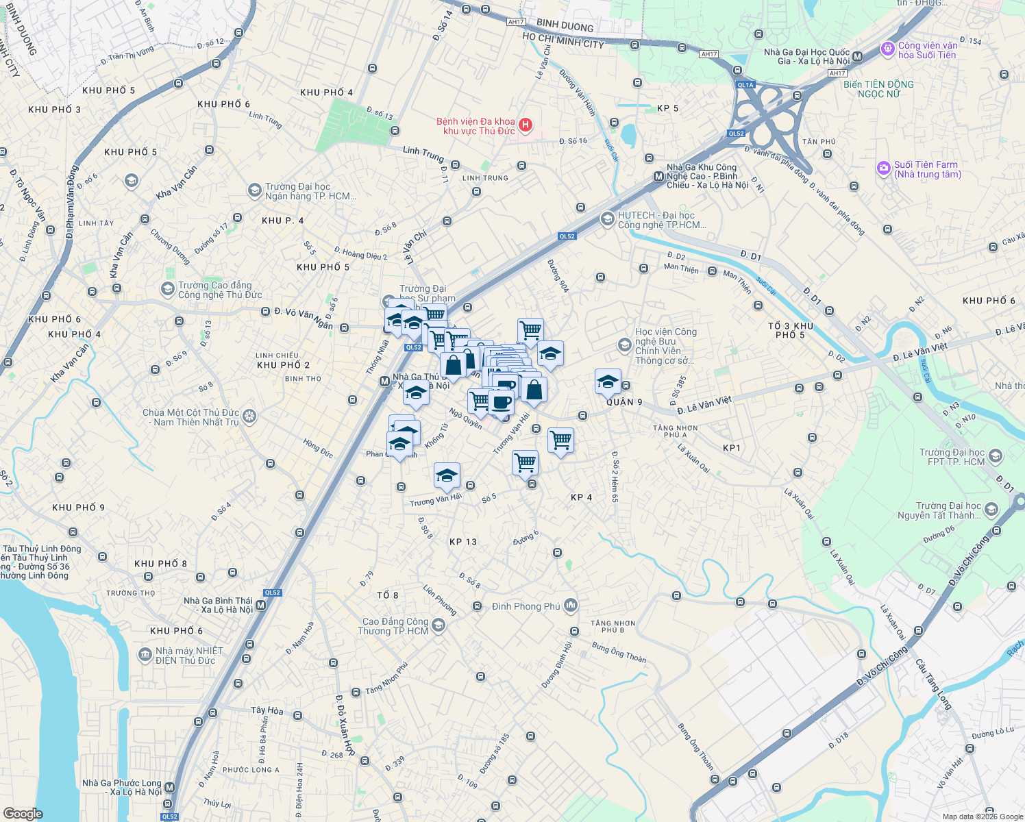 map of restaurants, bars, coffee shops, grocery stores, and more near in Ho Chi Minh City