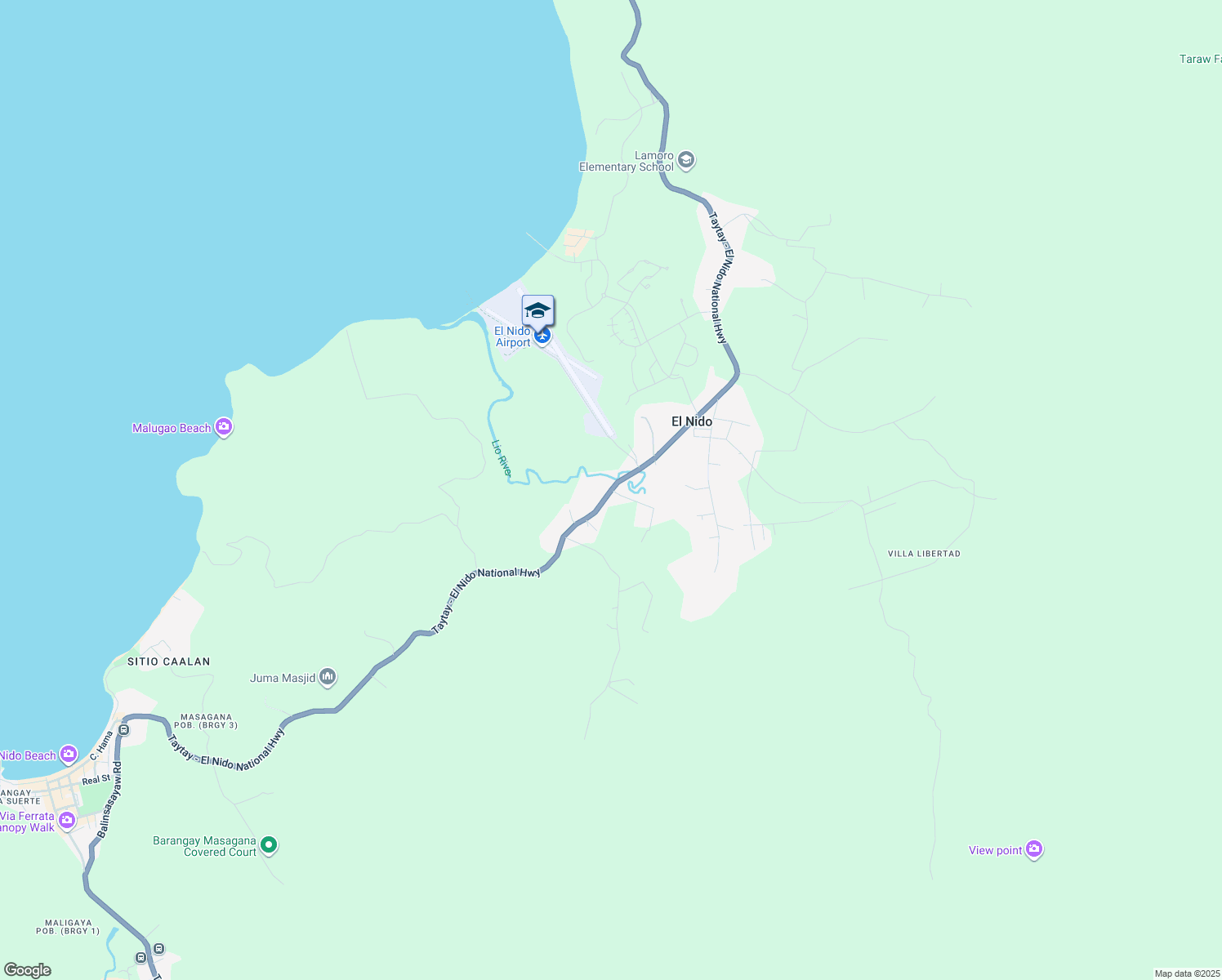 map of restaurants, bars, coffee shops, grocery stores, and more near in El Nido
