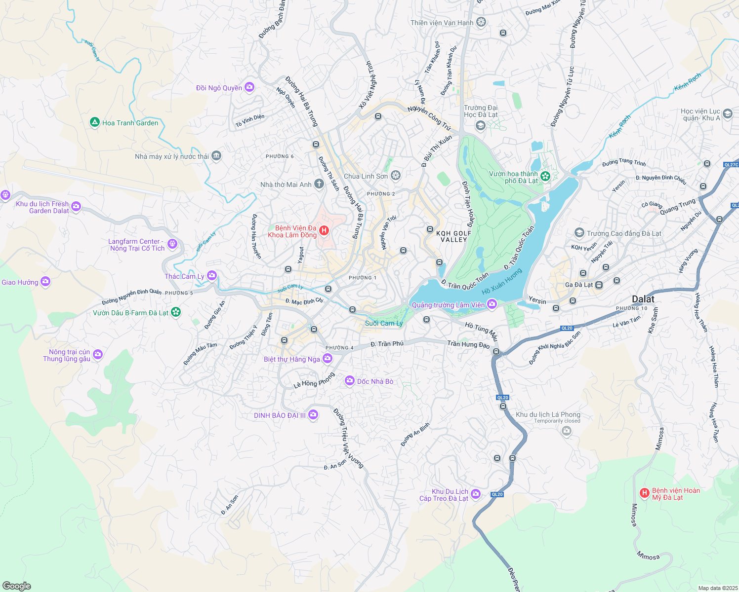 map of restaurants, bars, coffee shops, grocery stores, and more near 75 Nam Kỳ Khởi Nghĩa in Đà Lạt