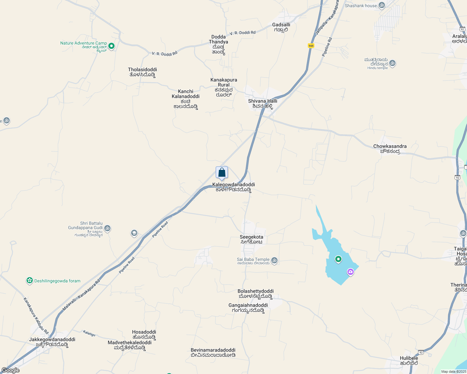 map of restaurants, bars, coffee shops, grocery stores, and more near in Kalegowdanadoddi