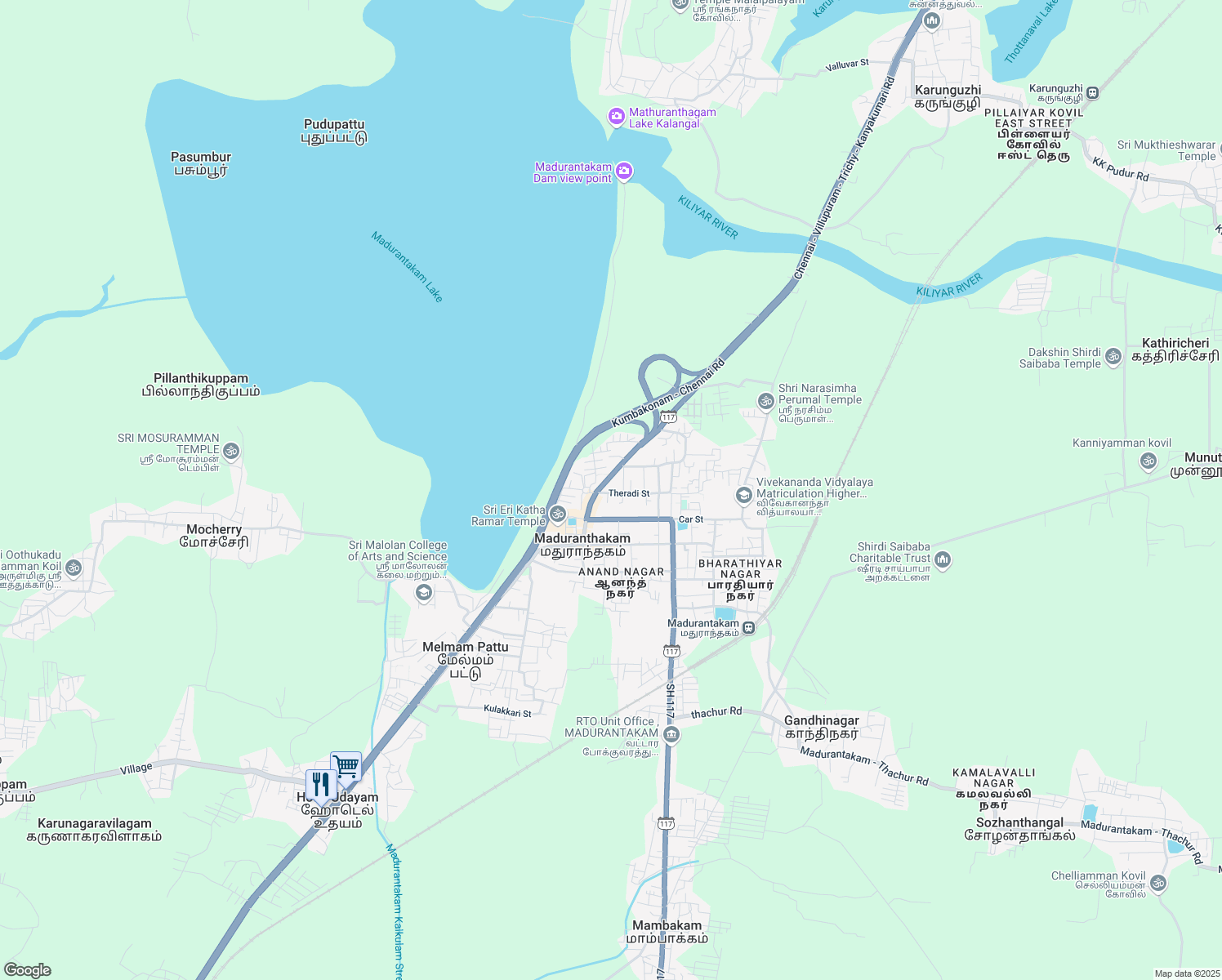 map of restaurants, bars, coffee shops, grocery stores, and more near 21/175,CHELLIAMMAN THERADI ST GST Road in Madurantakam
