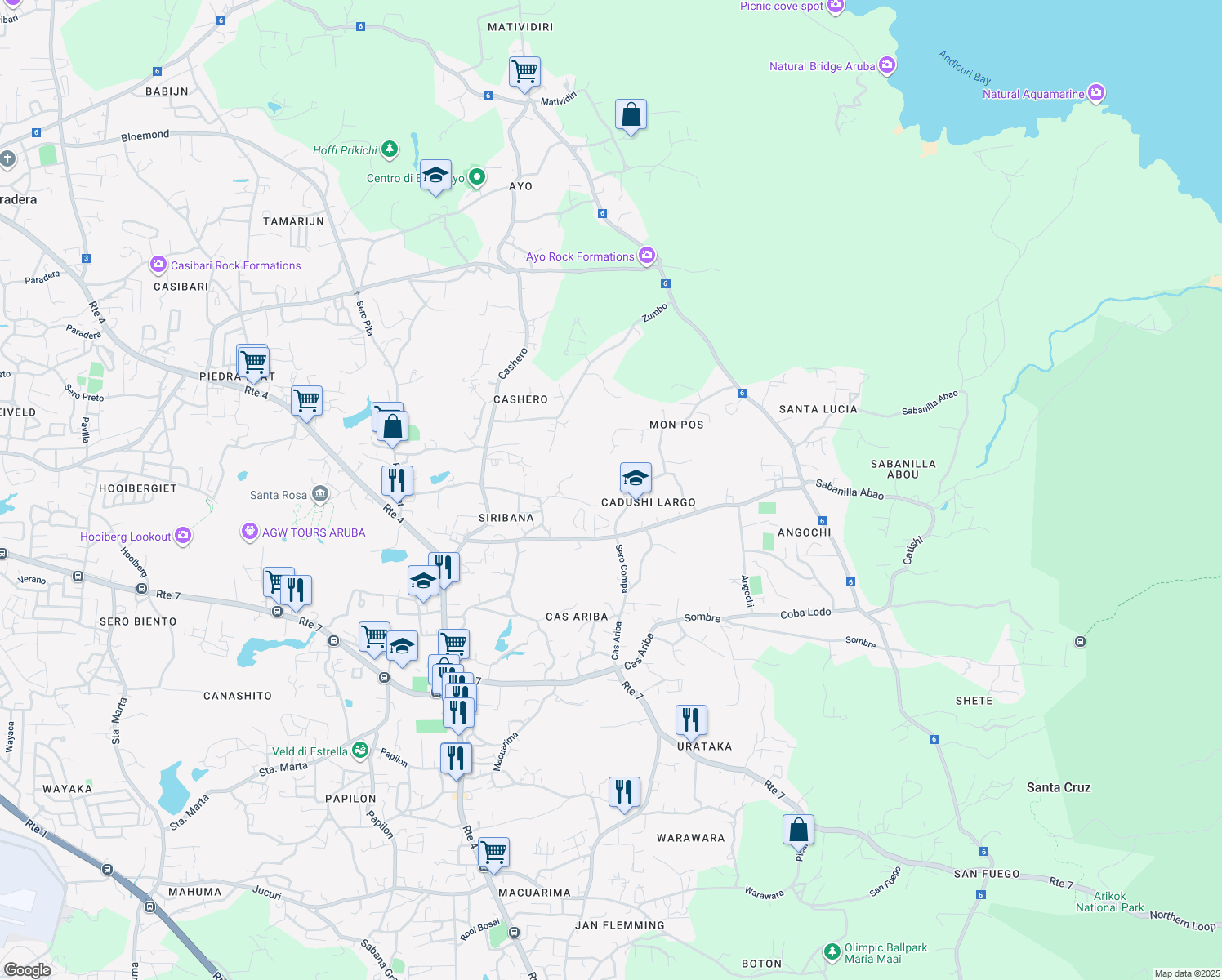 map of restaurants, bars, coffee shops, grocery stores, and more near in Santa Cruz