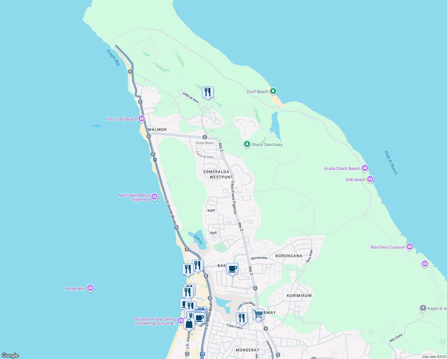 map of restaurants, bars, coffee shops, grocery stores, and more near in Noord