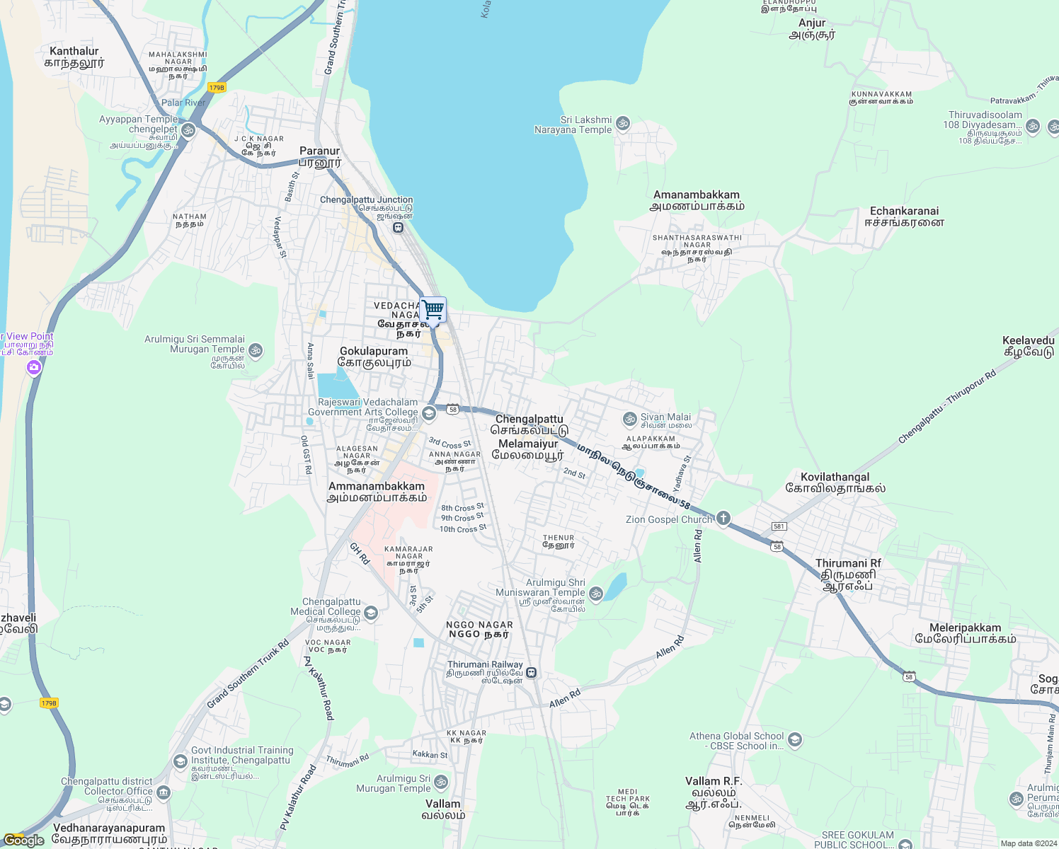 map of restaurants, bars, coffee shops, grocery stores, and more near in Chengalpattu