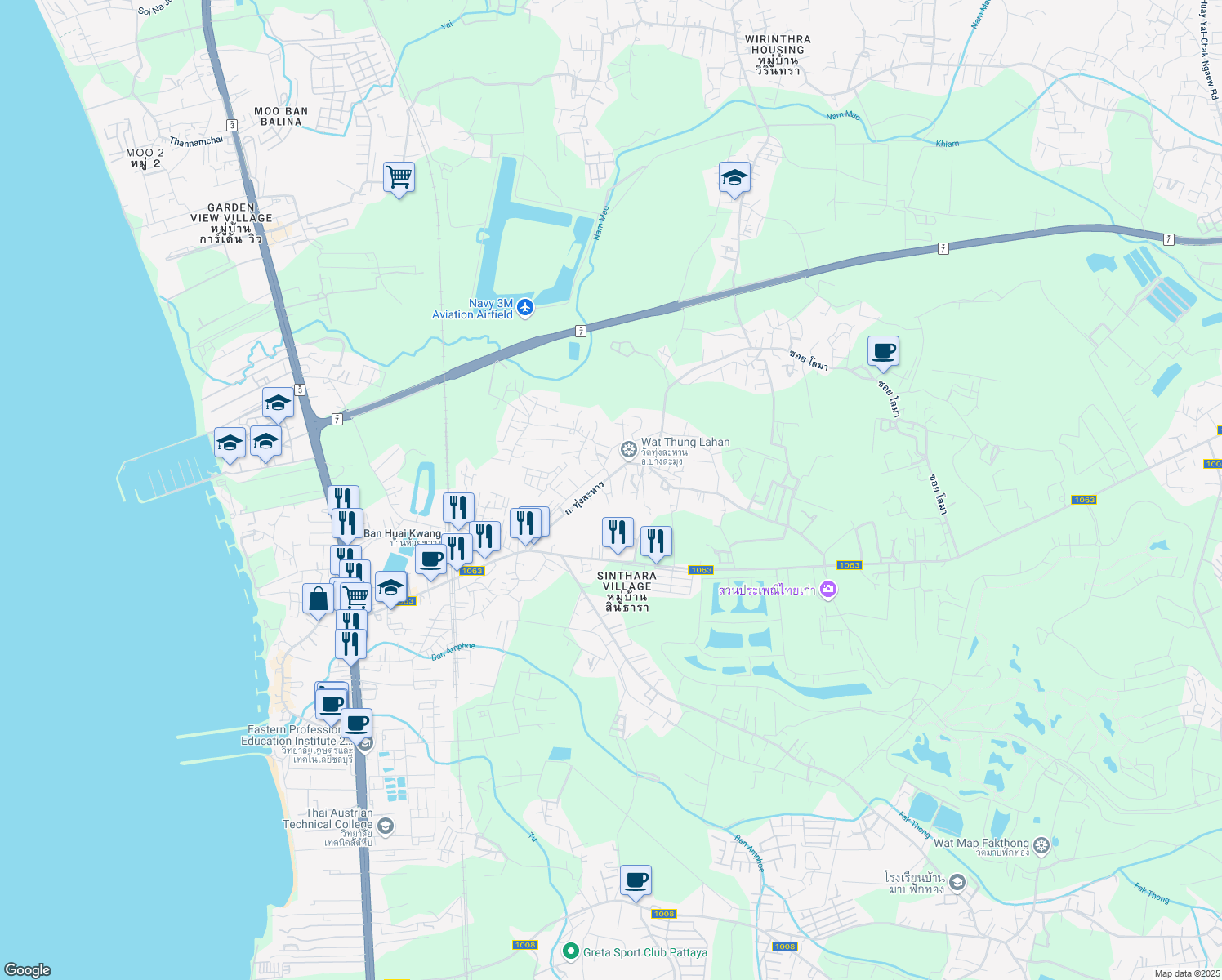 map of restaurants, bars, coffee shops, grocery stores, and more near ซอย ทรัพย์สะอาด in Muang Pattaya