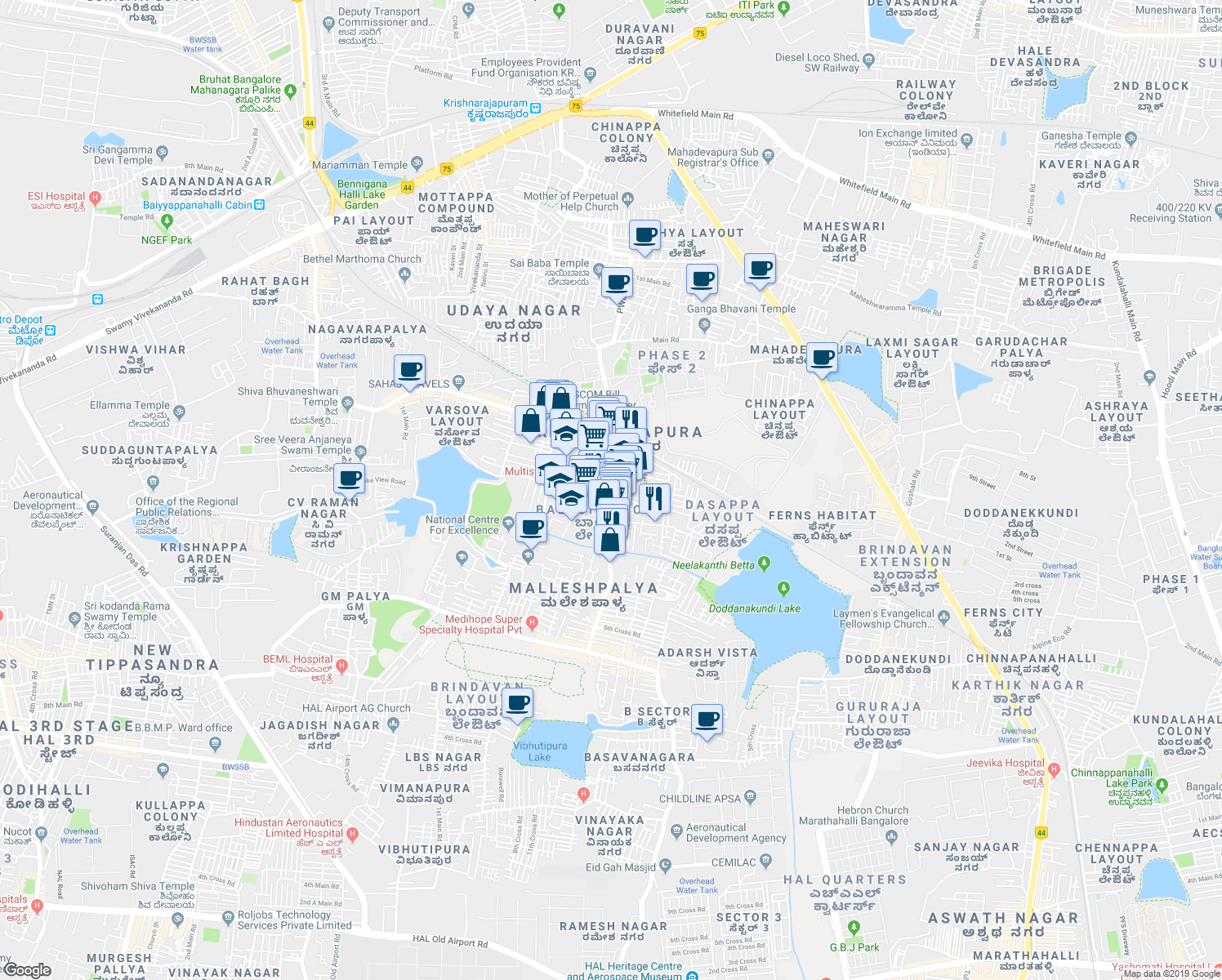 map of restaurants, bars, coffee shops, grocery stores, and more near 53 26th A Cross Road in Bengaluru