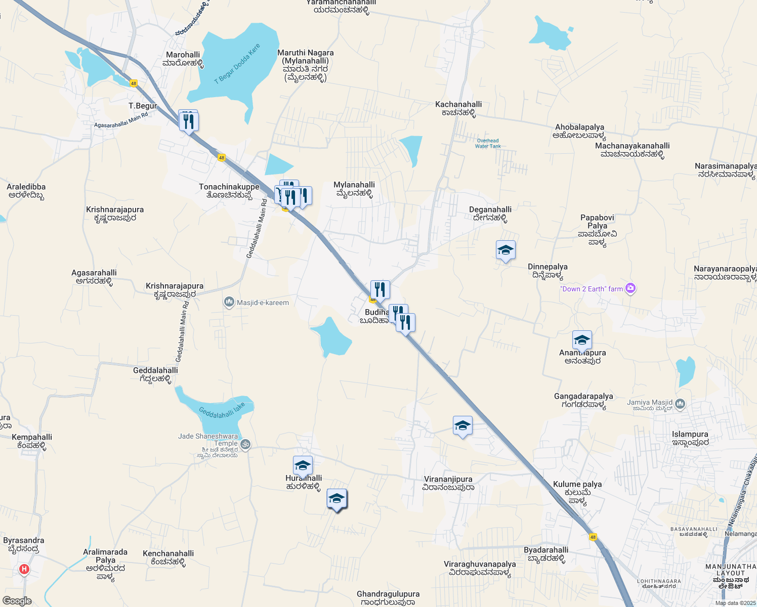 map of restaurants, bars, coffee shops, grocery stores, and more near National Highway 4 in Bengaluru Urban
