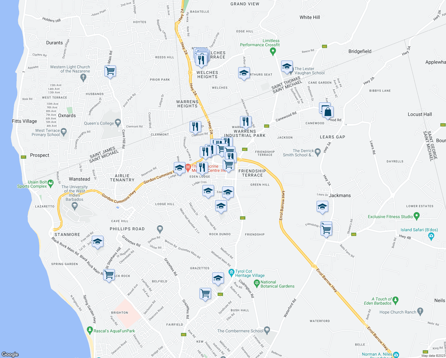 map of restaurants, bars, coffee shops, grocery stores, and more near in 