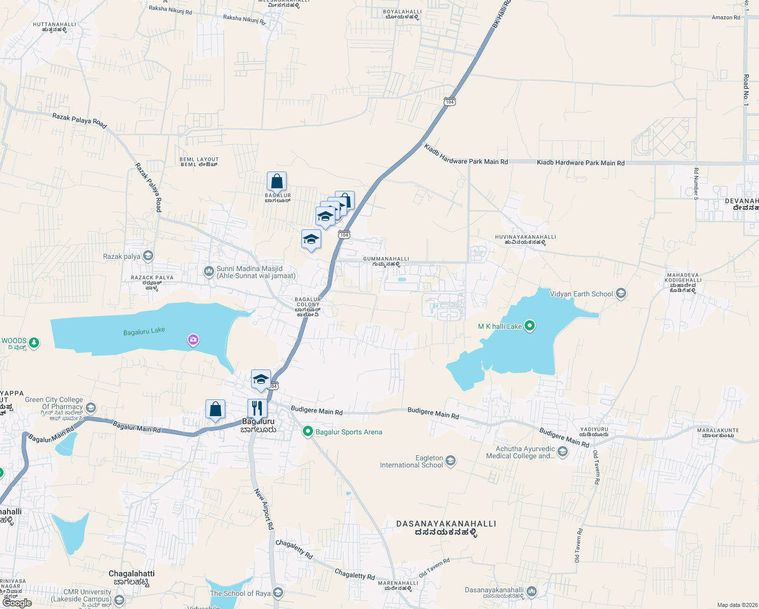 map of restaurants, bars, coffee shops, grocery stores, and more near in Bengaluru
