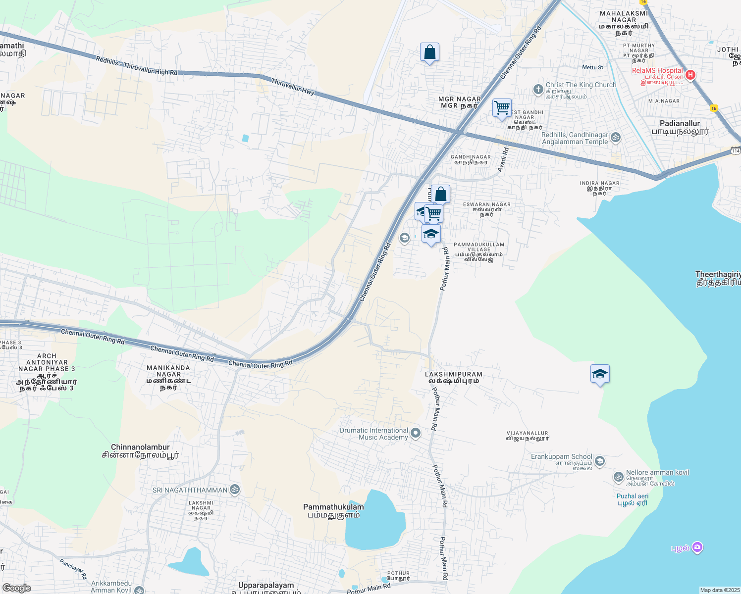 map of restaurants, bars, coffee shops, grocery stores, and more near in Chennai