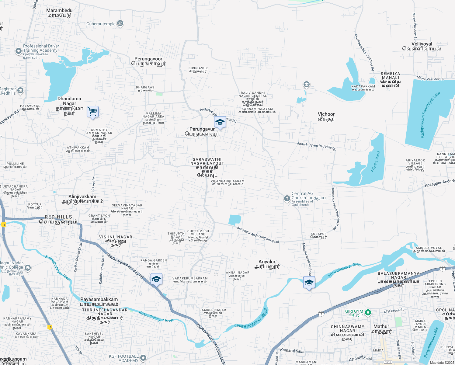 map of restaurants, bars, coffee shops, grocery stores, and more near in Perungavur