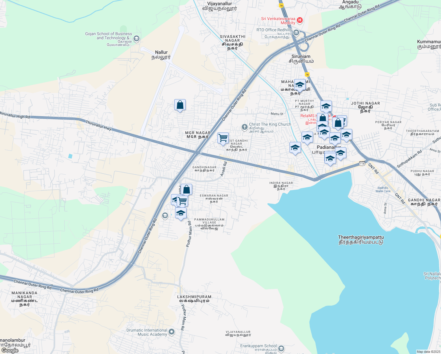 map of restaurants, bars, coffee shops, grocery stores, and more near in Pammathukulam
