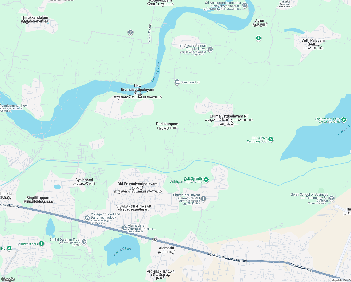 map of restaurants, bars, coffee shops, grocery stores, and more near in Tiruvallur