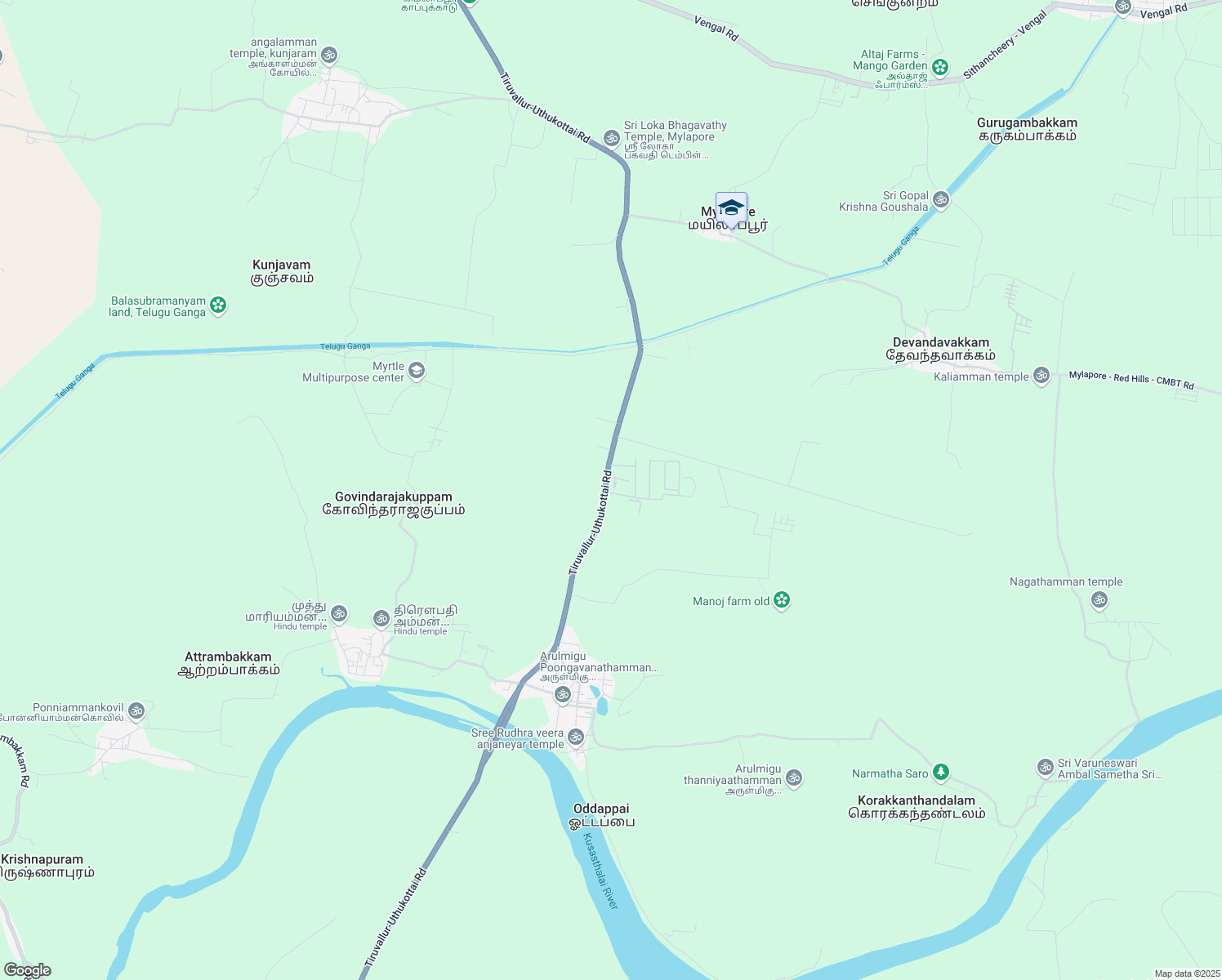 map of restaurants, bars, coffee shops, grocery stores, and more near in Thiruvallur District,