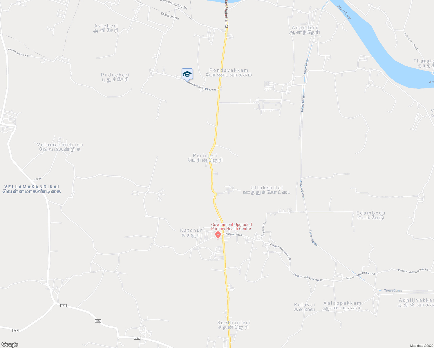 map of restaurants, bars, coffee shops, grocery stores, and more near in Uthukkottai