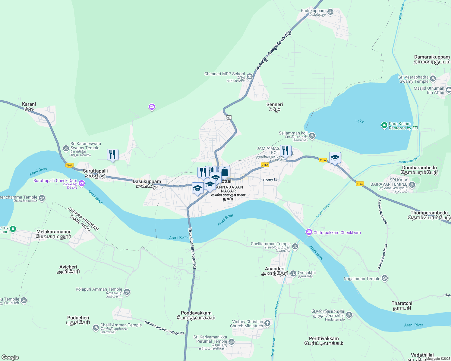 map of restaurants, bars, coffee shops, grocery stores, and more near in Uthukkottai