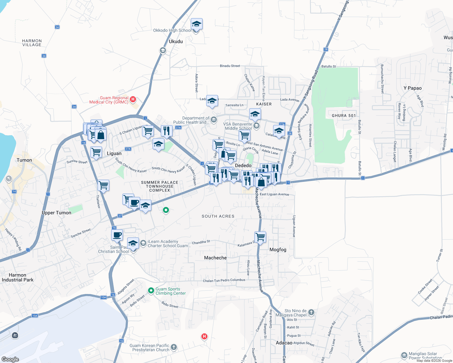 map of restaurants, bars, coffee shops, grocery stores, and more near in Macheche
