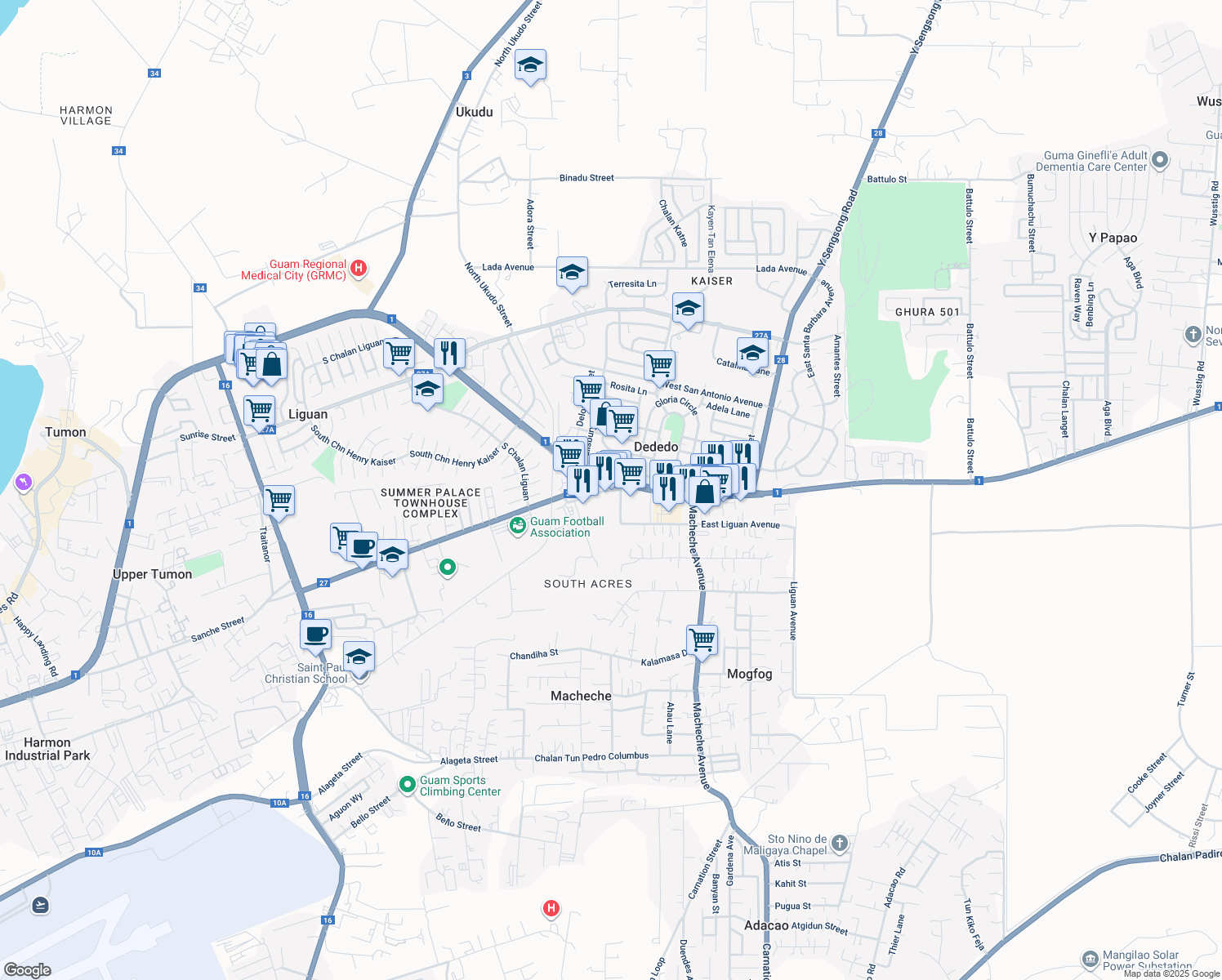 map of restaurants, bars, coffee shops, grocery stores, and more near in Macheche