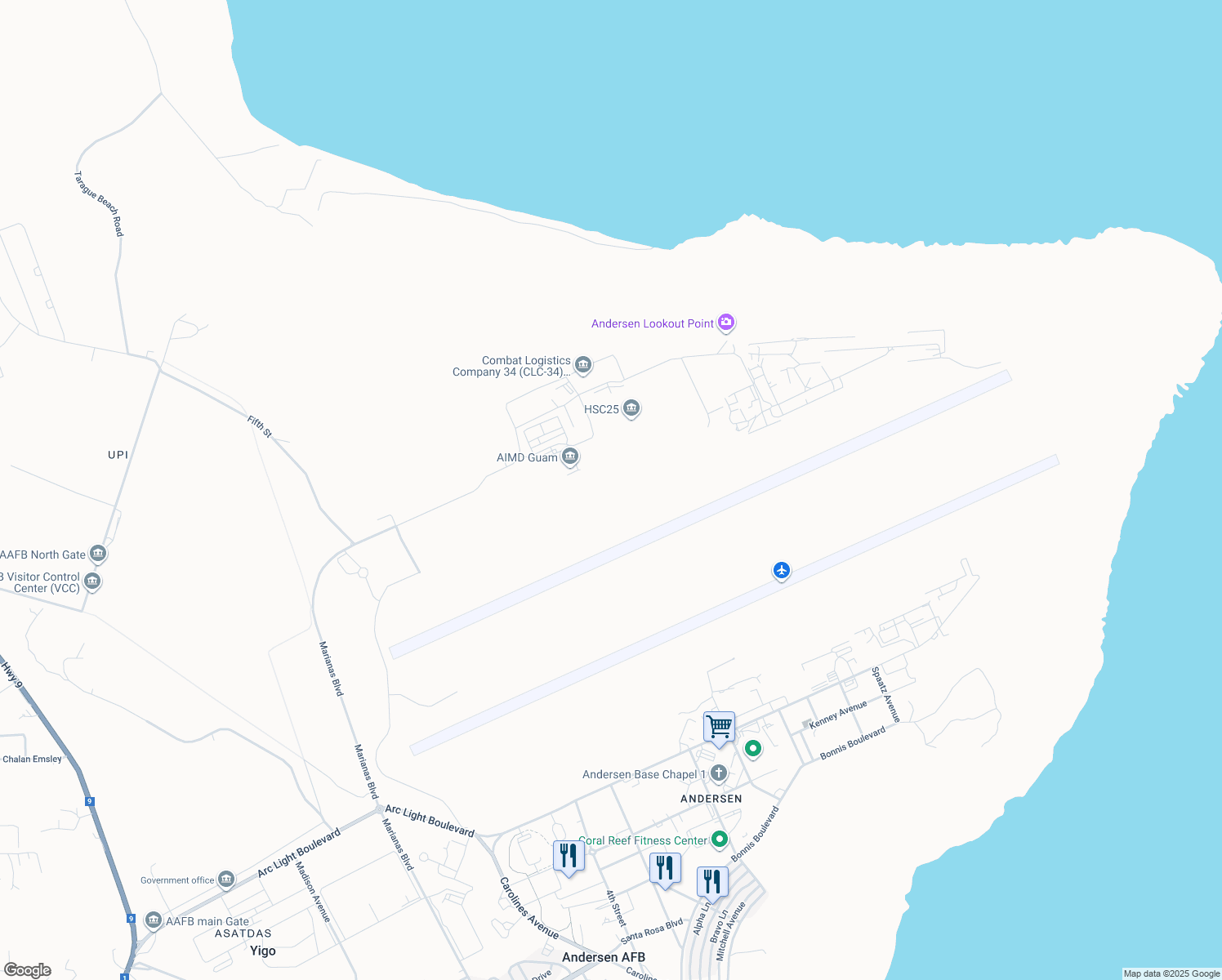 map of restaurants, bars, coffee shops, grocery stores, and more near in Yigo