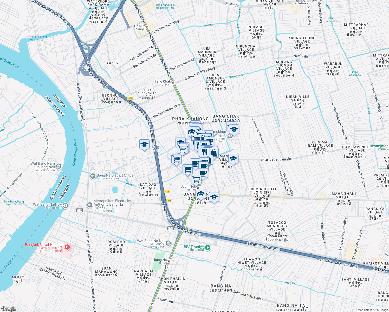 map of restaurants, bars, coffee shops, grocery stores, and more near in 