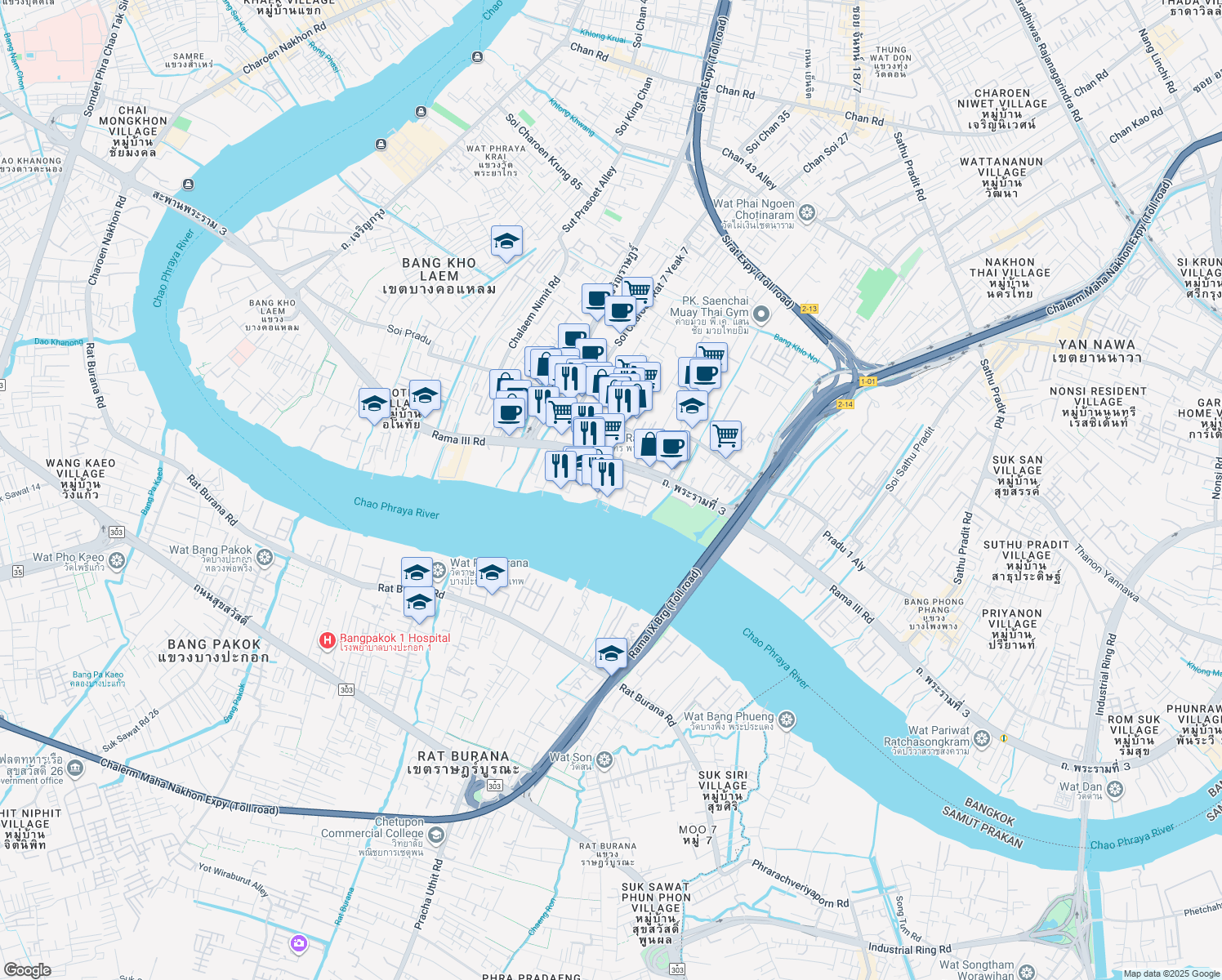 map of restaurants, bars, coffee shops, grocery stores, and more near in 