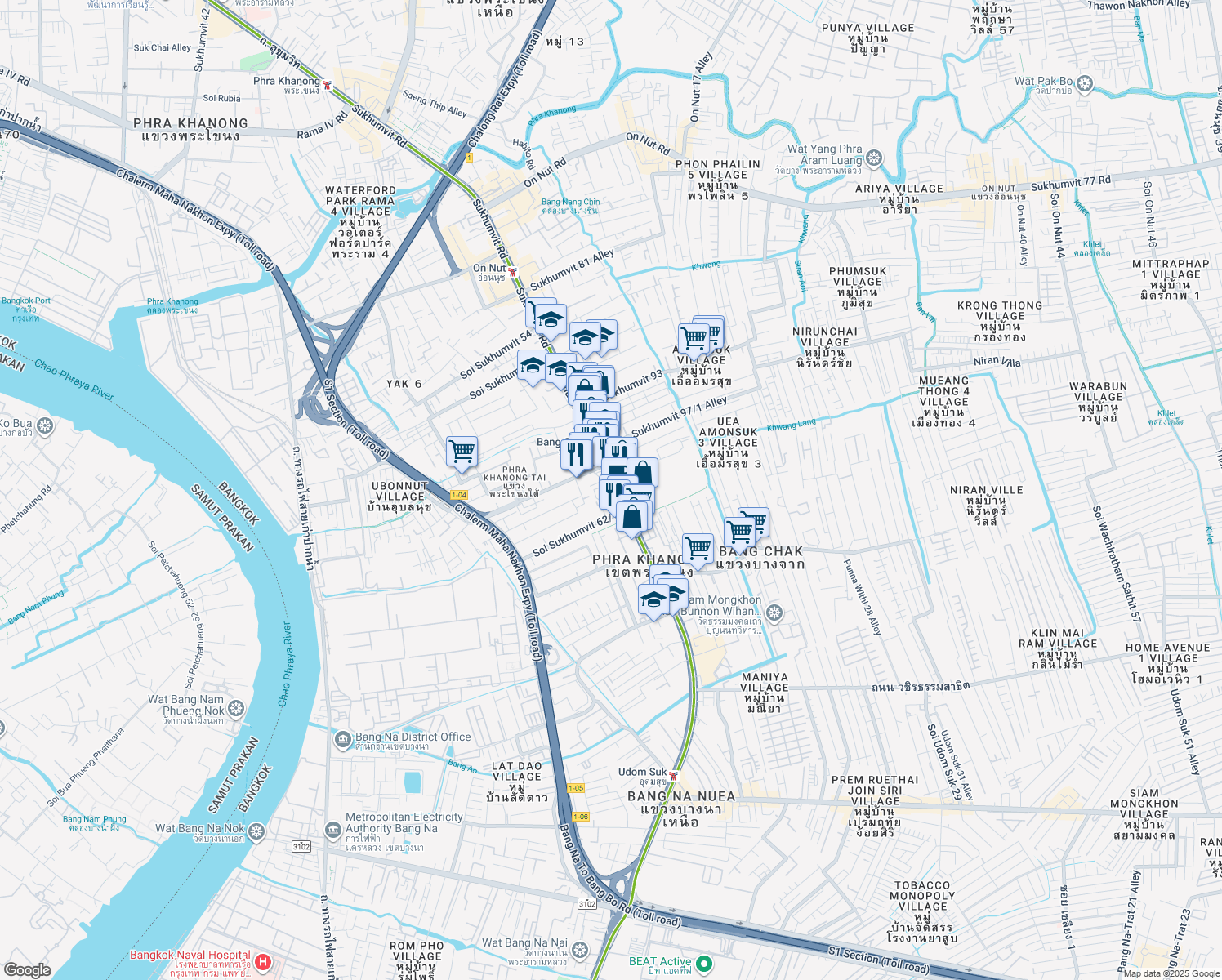 map of restaurants, bars, coffee shops, grocery stores, and more near in 