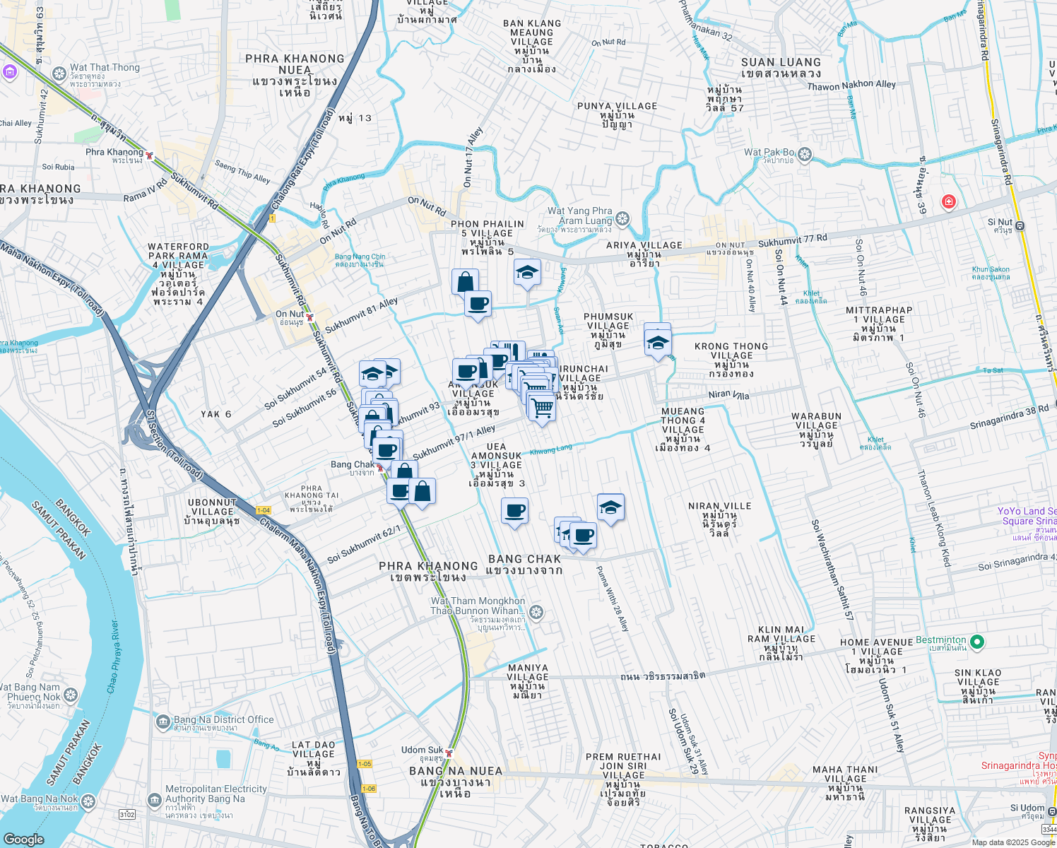 map of restaurants, bars, coffee shops, grocery stores, and more near in 