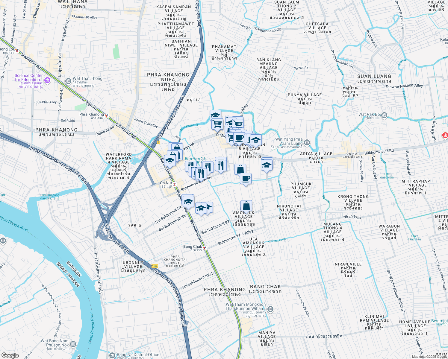 map of restaurants, bars, coffee shops, grocery stores, and more near in 