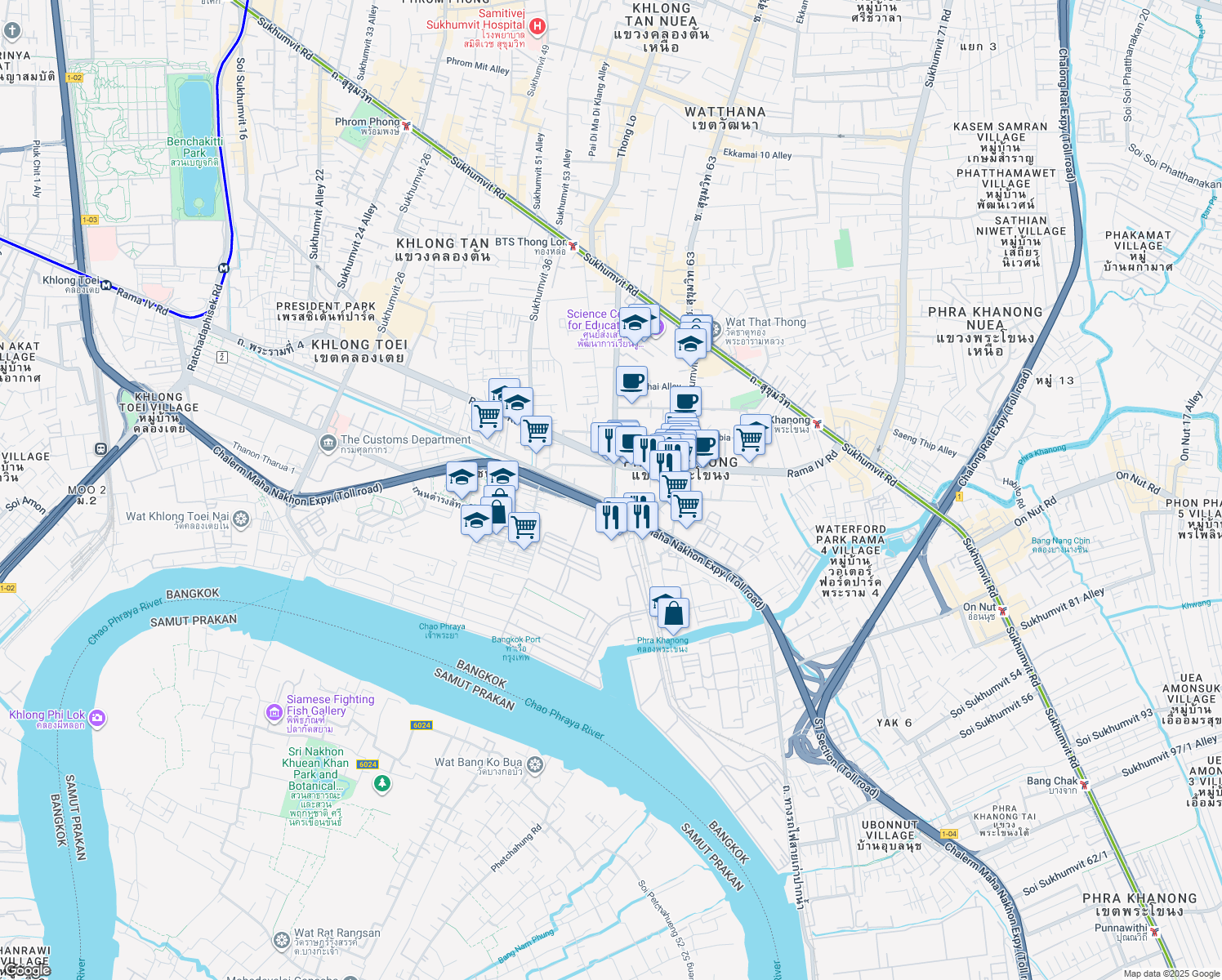map of restaurants, bars, coffee shops, grocery stores, and more near in 