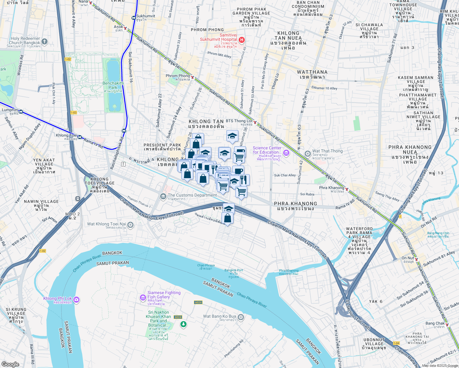 map of restaurants, bars, coffee shops, grocery stores, and more near in 