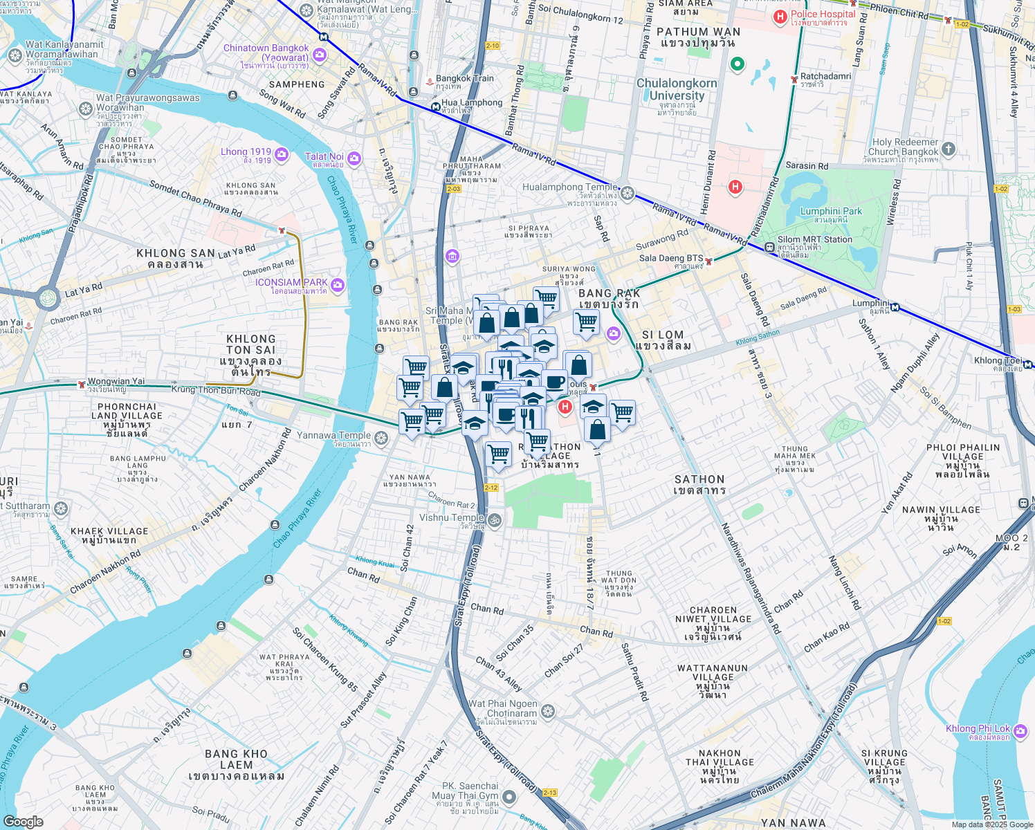 map of restaurants, bars, coffee shops, grocery stores, and more near in 