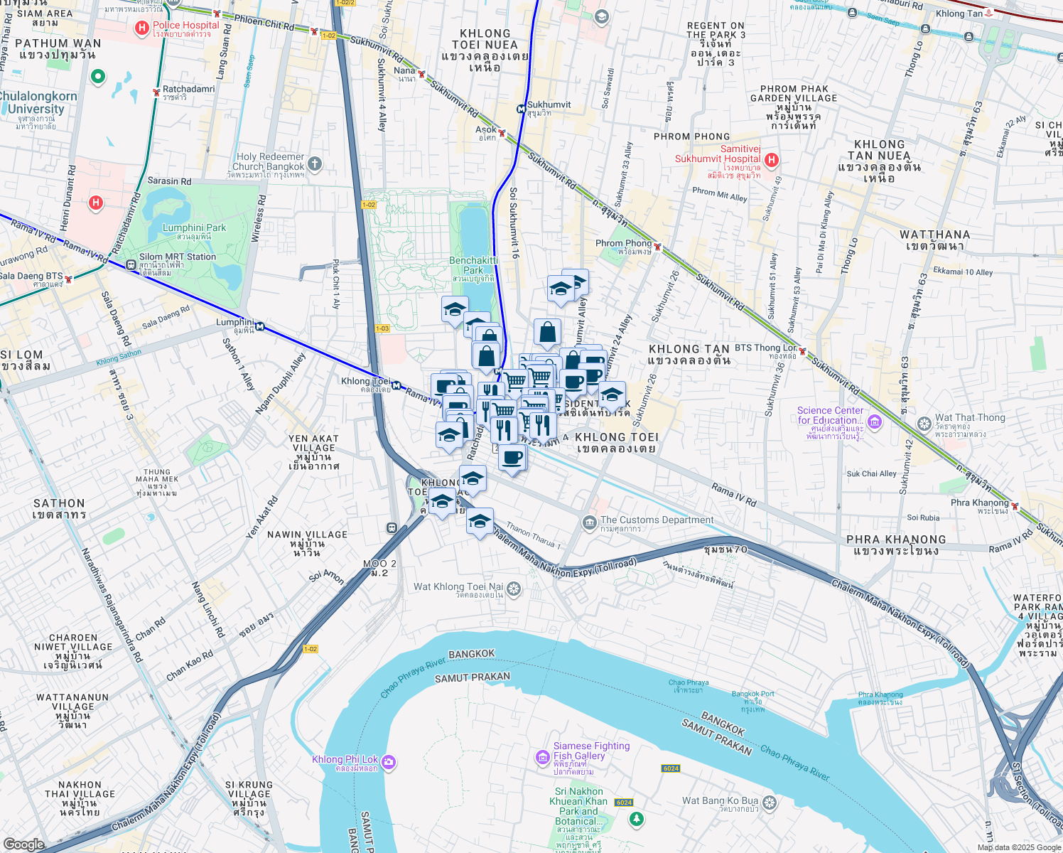 map of restaurants, bars, coffee shops, grocery stores, and more near in 