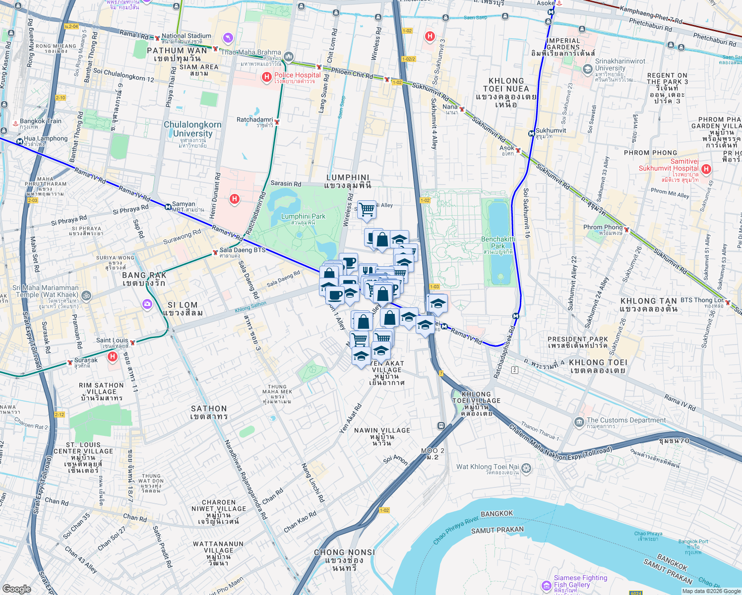 map of restaurants, bars, coffee shops, grocery stores, and more near in 