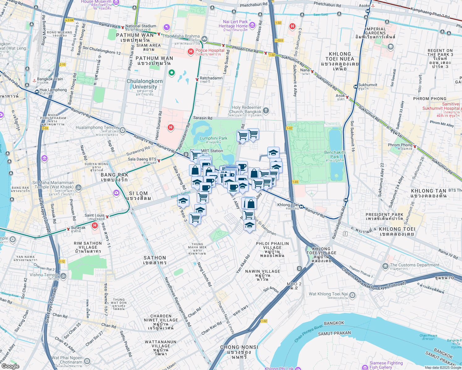 map of restaurants, bars, coffee shops, grocery stores, and more near in 
