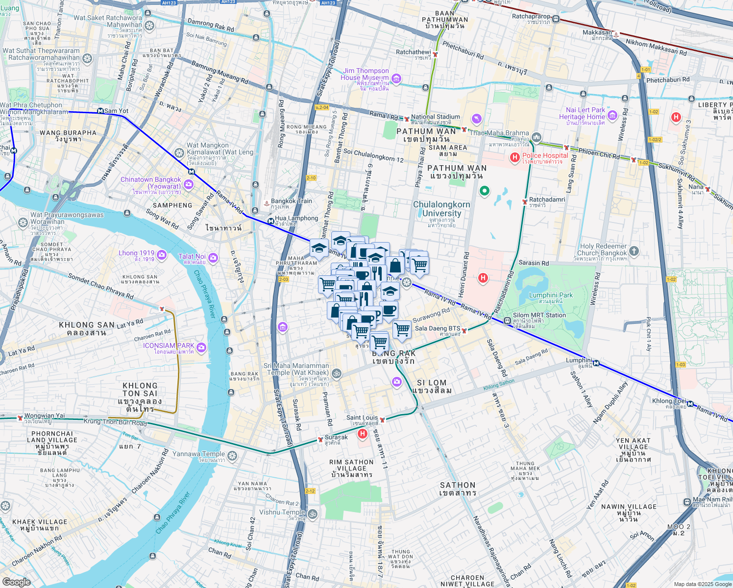 map of restaurants, bars, coffee shops, grocery stores, and more near in 