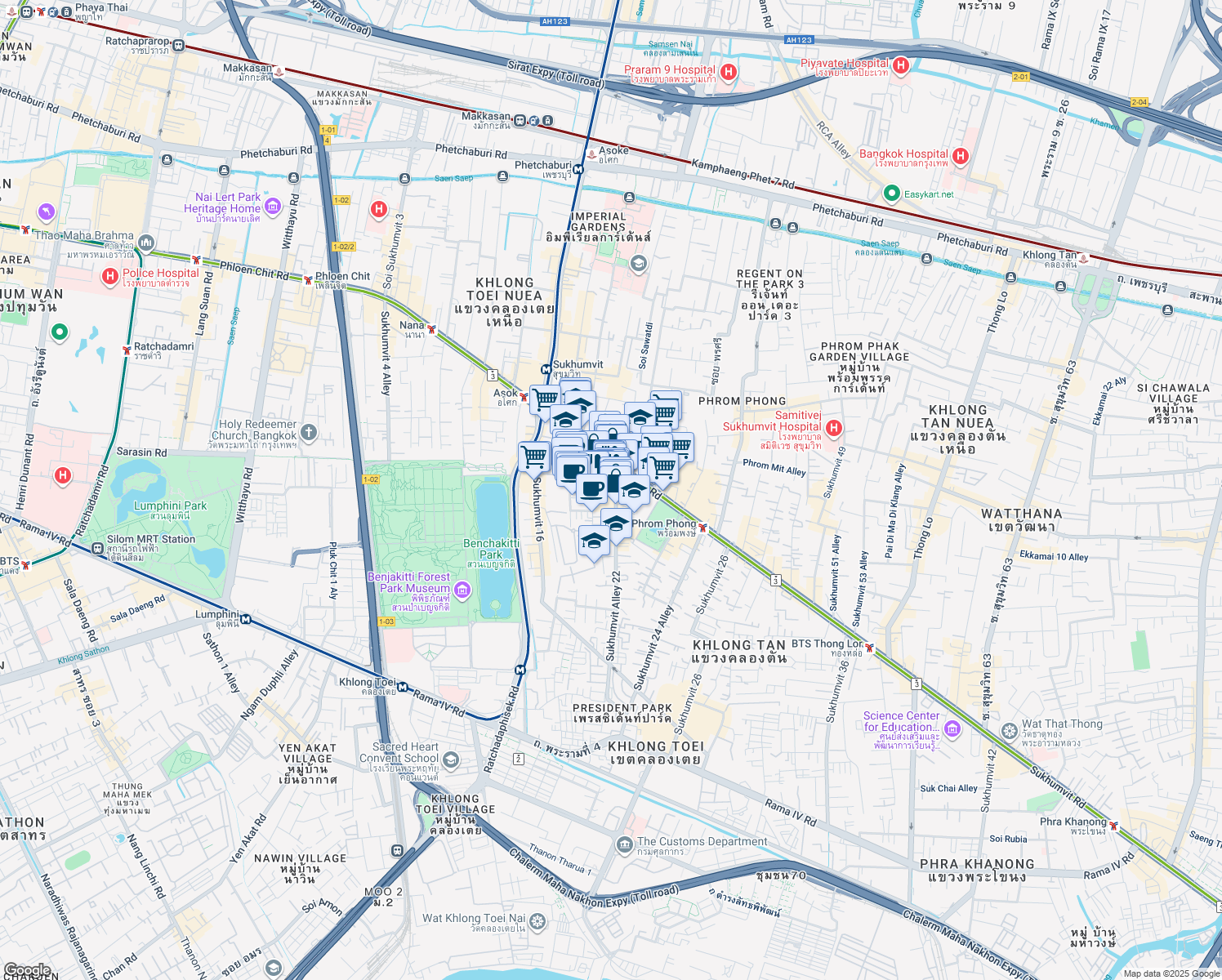 map of restaurants, bars, coffee shops, grocery stores, and more near in 