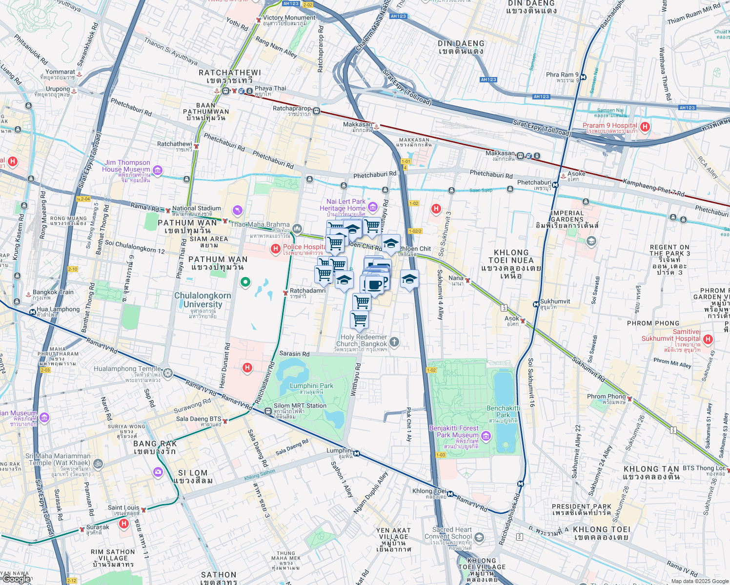 map of restaurants, bars, coffee shops, grocery stores, and more near in 